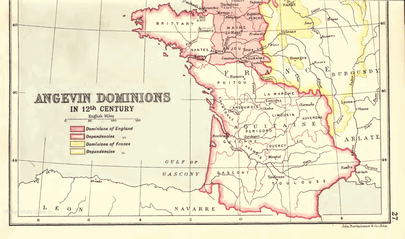 Angevin Dominions in the 12th Century: J.G. Bartholomew, A literary & historical atlas of Europe p27