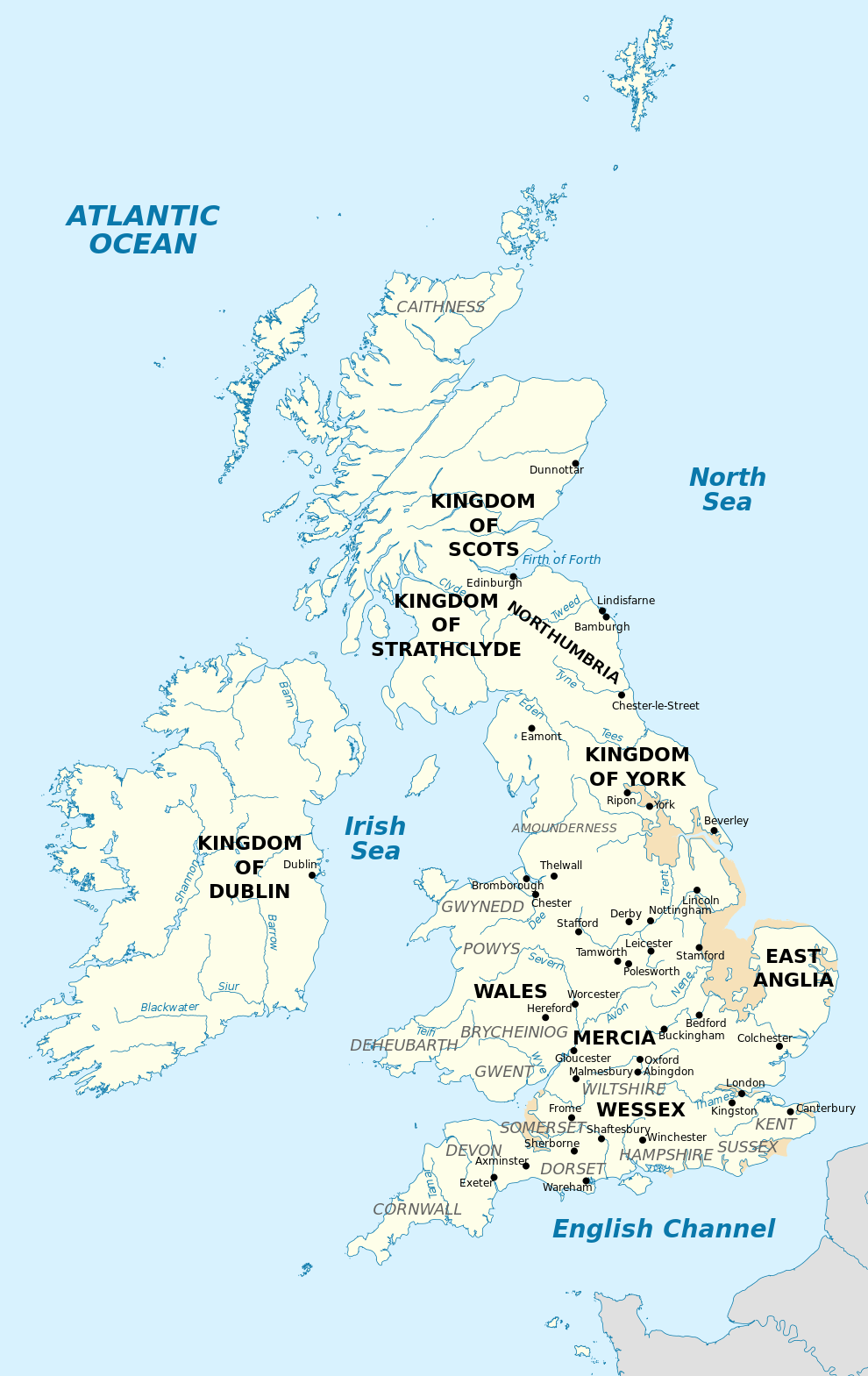 British Isles 10th Century Map. Author, Ikonact