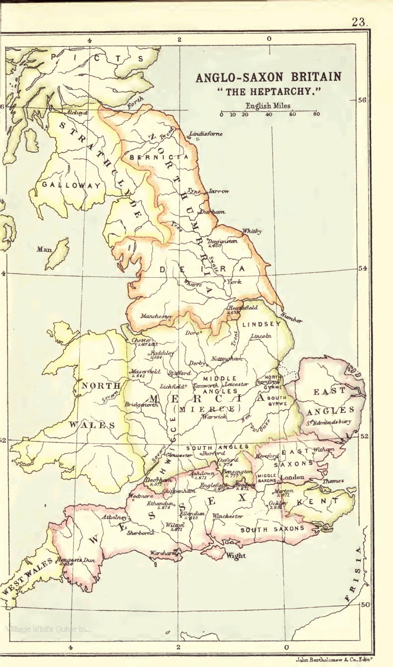 The Heptarchy of Anglo-Saxon kingdoms: J.G. Bartholomew, A literary & historical atlas of Europe p23